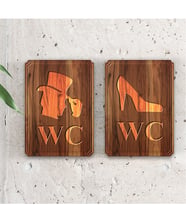 Bay & Bayan WC Ahşap Yönlendirme Levhası - 2