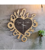 BK Gift Kişiye Özel Kalp Tasarımlı Ahşap Duvar Saati - 13