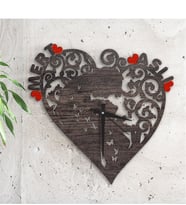 BK Gift Kişiye Özel Kalp Tasarımlı Ahşap Duvar Saati - 8