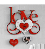 BK Gift Kişiye Özel Love Tasarımlı Ahşap Duvar Saati - 15
