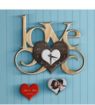 BK Gift Kişiye Özel Love Tasarımlı Ahşap Duvar Saati - 14