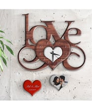 BK Gift Kişiye Özel Love Tasarımlı Ahşap Duvar Saati - 12
