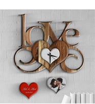BK Gift Kişiye Özel Love Tasarımlı Ahşap Duvar Saati - 11