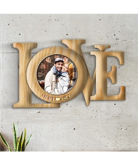 BK Gift Kişiye Özel Love Tasarımlı Ahşap Duvar Saati - 2