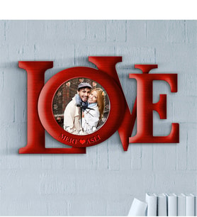 BK Gift Kişiye Özel Love Tasarımlı Ahşap Duvar Saati - 1