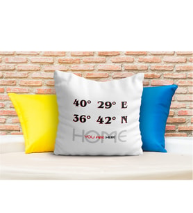 BK Gift Kişiye Özel Koordinatlı Beyaz Yastık - 2