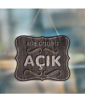 Özel Tasarım Açık & Kapalı Ahşap Uyarı Levhası - 2