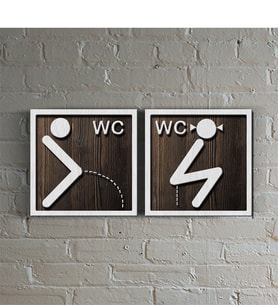 Bay & Bayan WC Ahşap Uyarı Levhası - 4