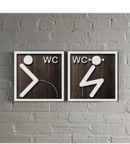 Bay & Bayan WC Ahşap Uyarı Levhası - 4