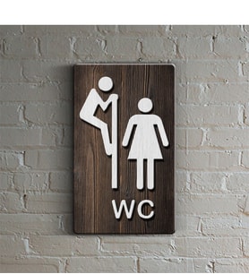Bay & Bayan WC Ahşap Uyarı Levhası - 3