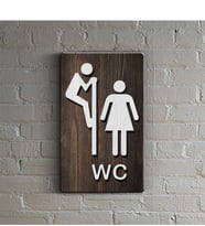 Bay & Bayan WC Ahşap Uyarı Levhası - 3