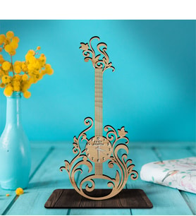 BK Gift Kişiye Özel Saatli Gitar Ahşap Biblo - 5