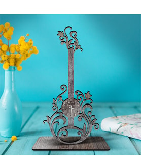 BK Gift Kişiye Özel Saatli Gitar Ahşap Biblo - 2