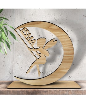 BK Gift Kişiye Özel İsimli Ay Perisi Ahşap Biblo - 5