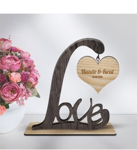 BK Gift Kişiye Özel Dekoratif Love Ahşap Masaüstü Biblo - 3