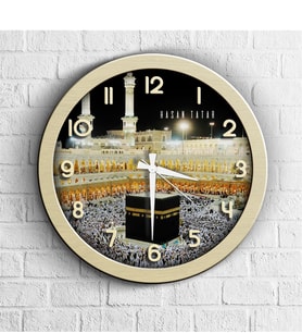 BK Gift Kişiye Özel Kabe Ahşap Duvar Saati - 1