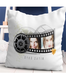 BK Gift Kişiye Özel Film Şeritli Beyaz Yastık - 2