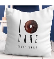 BK Gift Kişiye Özel I Donut Care Tasarımlı Beyaz Yastık - 1