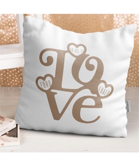 BK Gift Kişiye Özel İsimli Love Tasarımlı Beyaz Yastık - 2