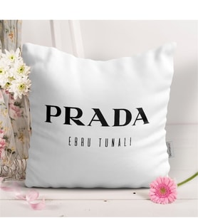 BK Gift Kişiye Özel Prada Beyaz Yastık