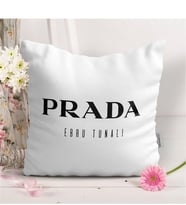 BK Gift Kişiye Özel Prada Beyaz Yastık