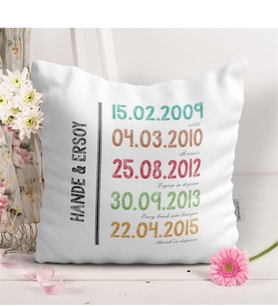 BK Gift Kişiye Özel Tarihli En Güzel Anlarımız Tasarımlı Beyaz Yastık - 1