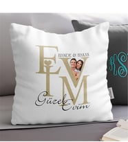BK Gift Kişiye Özel Evim Güzel Evim Tasarımlı Beyaz Yastık - 2