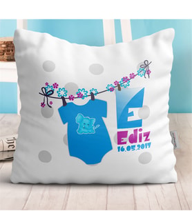 BK Gift Kişiye Özel İsimli Tarihli Erkek Bebek & Çocuk Beyaz Yastık - 2