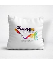 BK Gift Kişiye Özel Grafik Tasarımcı Temalı Dekoratif Beyaz Yastık - 2