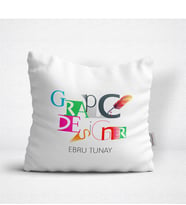 BK Gift Kişiye Özel Grafik Tasarımcı Temalı Dekoratif Beyaz Yastık - 1