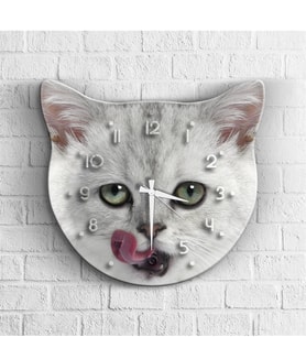BK Gift Kişiye Özel Kedi Tasarımlı Özel Kesim Ahşap Duvar Saati - 1