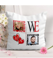 BK Gift Kişiye Özel Biz Tasarımlı Baş Harfli  Fotoğraflı Dekoratif Beyaz Yastık - 1