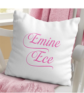 BK Gift Kişiye Özel İsimli Dekoratif Beyaz Yastık - 3