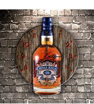 BK Gift Kişiye Özel Chivas Whisky Tasarımlı Dekoratif Ahşap Duvar Saati - 1
