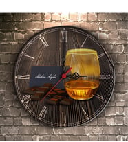 BK Gift Kişiye Özel Whisky Glass Tasarımlı Dekoratif Ahşap Duvar Saati - 1