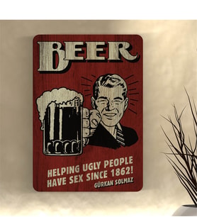 BK Gift Kişiye Özel Beer Tasarımlı Retro Ahşap Duvar Levhası - 12