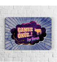 BK Gift Kişiye Özel Retro Ahşap Duvar Levhası (Gamsız Öküz Duvar Yazılı) 1