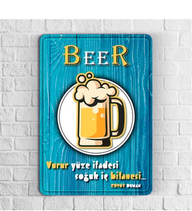 BK Gift Kişiye Özel Beer Tasarımlı Retro Ahşap Duvar Levhası - 3