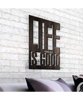 BK Gift Kişiye Özel Life İs Good Ahşap Duvar Yazısı - 1
