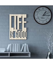 BK Gift Kişiye Özel Life İs Good Ahşap Duvar Yazısı - 2