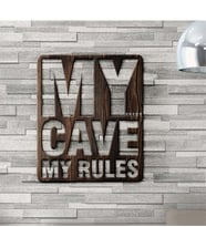 BK Gift Kişiye Özel My Cave My Rules Ahşap Duvar Yazısı - 2