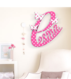 BK Gift Kişiye Özel İsimli Kız Çocuk & Bebek Odası Ahşap Duvar Yazısı - 1