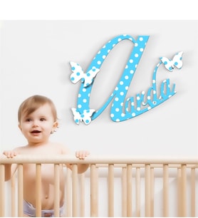 BK Gift Kişiye Özel İsimli Erkek Çocuk & Bebek Odası Ahşap Duvar Yazısı - 1