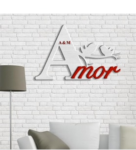 BK Gift Kişiye Özel Amor Tasarımlı Ahşap Duvar Yazısı - 1