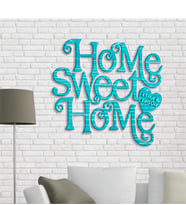 BK Gift Kişiye Özel Home Sweet Home Mavi Renk Dokulu Ahşap Duvar Yazısı - 3