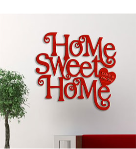BK Gift Kişiye Özel Home Sweet Home Kırmızı Renk Dokulu Ahşap Duvar Yazısı - 3