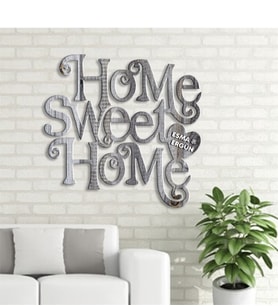 BK Gift Kişiye Özel Home Sweet Home Gri Renk Dokulu Ahşap Duvar Yazısı - 3