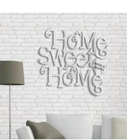 BK Gift Kişiye Özel Home Sweet Home Beyaz Renk Dokulu Ahşap Duvar Yazısı - 3