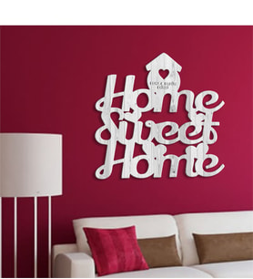 BK Gift Kişiye Özel Home Sweet Home Beyaz Renk Dokulu Ahşap Duvar Yazısı - 2
