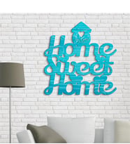 BK Gift Kişiye Özel Home Sweet Home Mavi Renk Dokulu Ahşap Duvar Yazısı - 1